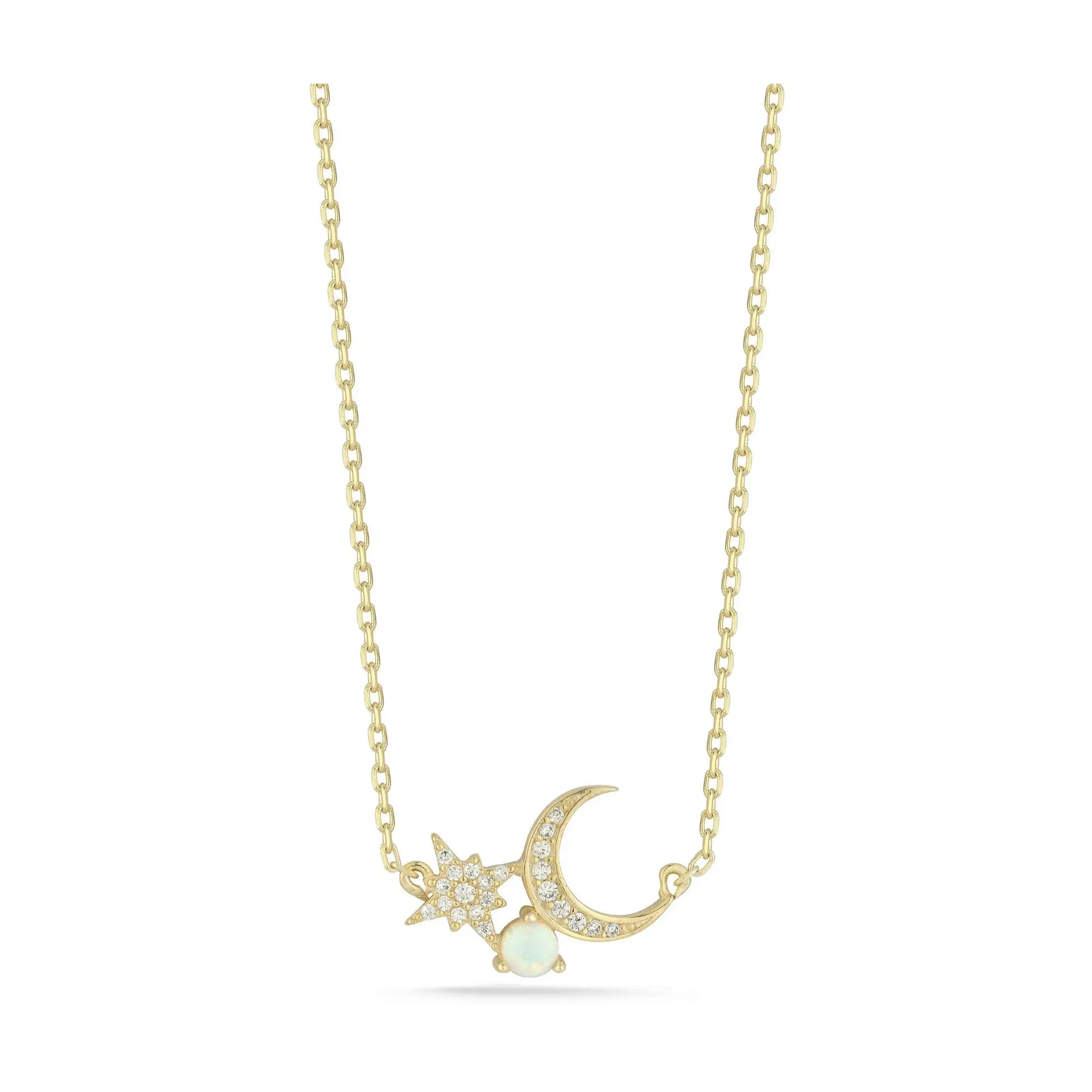 Sterlina Silver Simulated Opal Celestial Necklace, Sterling