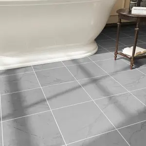 20-Pack Peel and Stick Floor Tiles Vinyl Floor 12 x 12 inch Self Adhesive Waterproof Flooring Planks DIY for Bathroom, Kitchen, Living Room, RV, Cover 20 Sq. Ft, Light Grey Marble