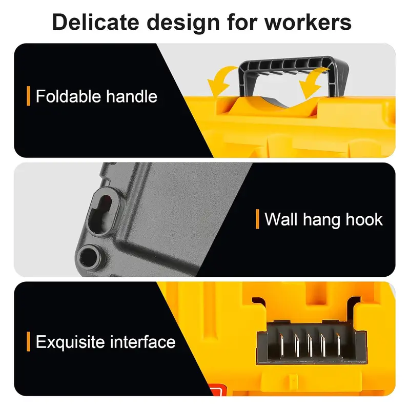 Amityke DCB104 Replacement for Dewalt Multi-Battery Charger Station 4-Port Efficient Charging 12V 20V Batteries Dual USB Ports LED Indicator Portable Power Tool Accessories 5