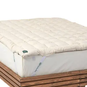 Organic Wool Mattress Topper, 100% GOTS Organic Merino Wool pad, Handmade In Europe, 2" Thick Mattress Pad