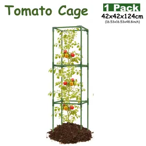 1 Pack Tomato Cage for Garden, 42x42x124cm Heavy-Duty Tomato Trellis, Height Adjustable Garden Trellis for Climbing Plants, Vegetables, Flowers, Cucumber, Peony