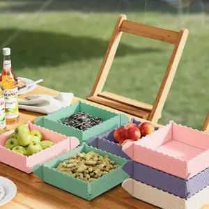 Folding Silicone Bowl, Reusable Silicone Camping Plate with Magnetic Design, Heat-resistant Mat for Party, Camping, Hiking