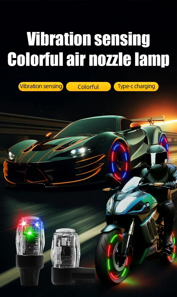 LED wheels light motocycle ，motorcycle tire lights night safety lightscar model usb charging auto wheel tire valve cap luminous cycling hub light car accessori