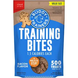 Buddy Biscuits Trainers 10 oz. Pouch of Training Bites Soft & Chewy Dog Treats Made with Bacon Flavor