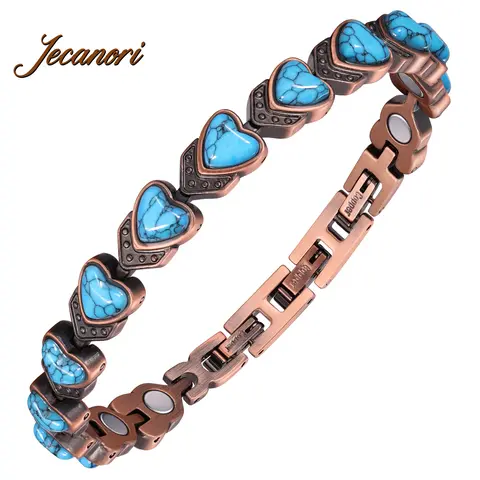 Jecanori Women's Real Copper Magnetic Love Bracelet - Exquisite Trendy Bracelet, Fashionable Lobster Claw Faith Bangle, Stackable Costume Jewelry for Female, Ideal Anniversary Gift