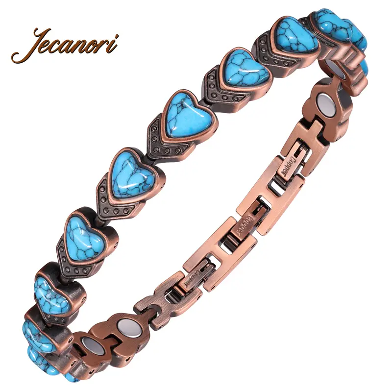 Jecanori Women's Real Copper Magnetic Love Bracelet - Exquisite Trendy Bracelet, Fashionable Lobster Claw Faith Bangle, Stackable Costume Jewelry for Female, Ideal Anniversary Gift