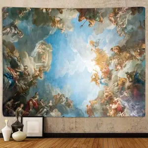 Retro Renaissance Tapestry, Vintage Greek Mythology Painting Art Ceiling Tapestries Wall Hanging for Bedroom College Dorm Living Room Office Decor 60X40, Unique Baroque Angel Poster Blanket