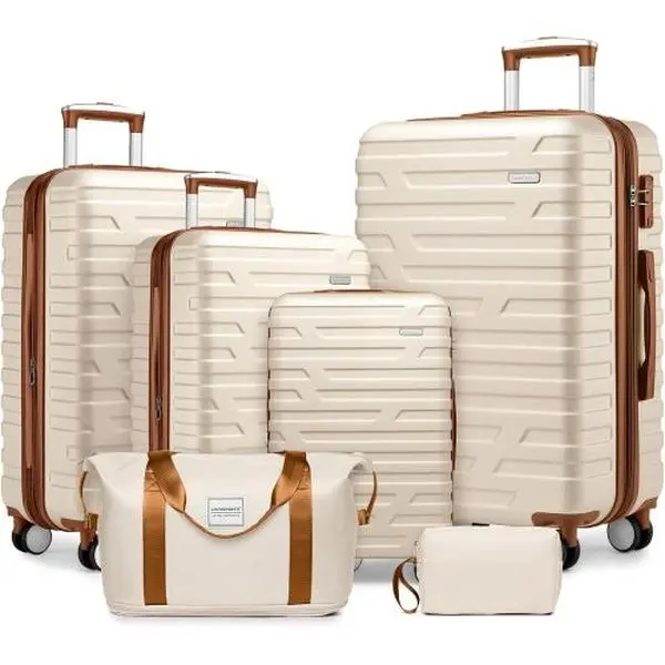 Merax Luggage Set 6 Piece, ABS Hardside Expandable Suitcases with Spinner Wheels TSA Lock, Travel Carry On Suitcase Set, Pink, 18/20/24/28in tote bag  baseball  bag charms  diaper bag  crossbody bags  wallets women  crossbody bag women  women handbags