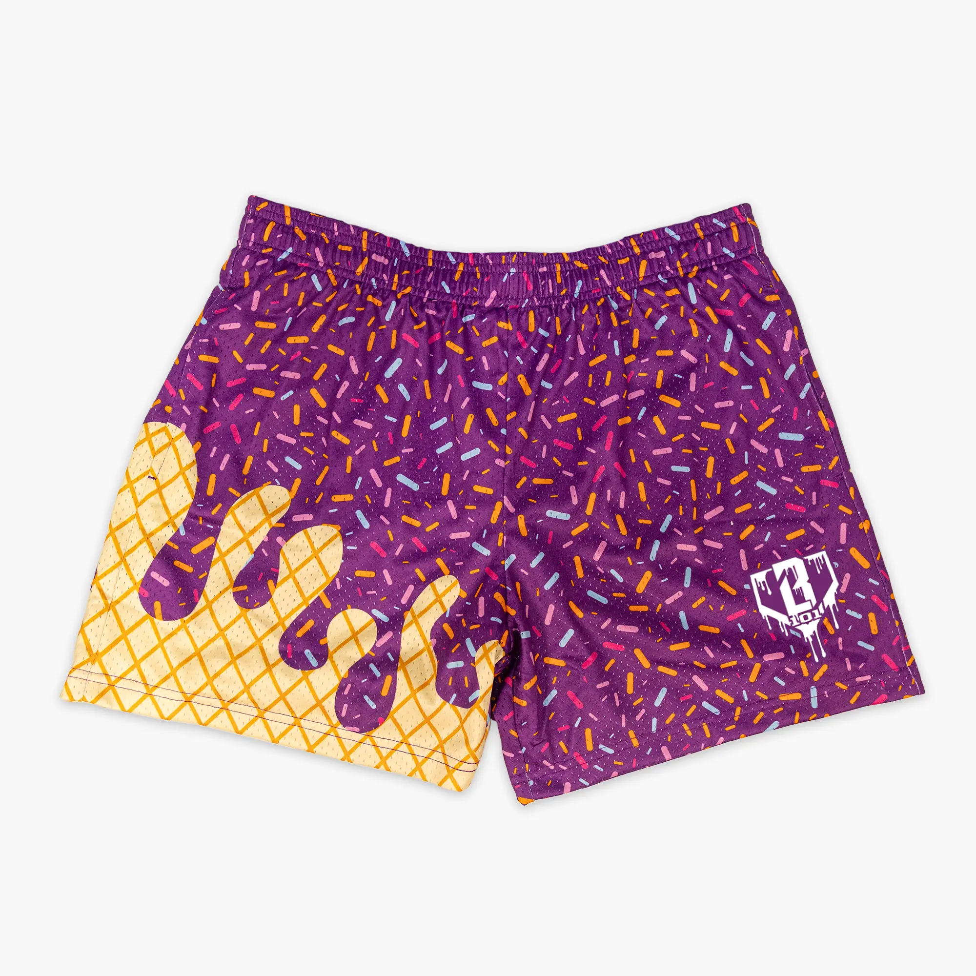 Cosmic Cone Crunch Ice Cream Shorts, Galaxy Summer Mesh Shorts, Beach Casual Vacation Shorts Breathable Fabric