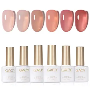 GAOY Jelly Nude Gel Nail Polish Set, 6 Transparent Colors Sheer Soak Off UV Light Cure Gel Polish Kit for Salon and Nail Art DIY at Home