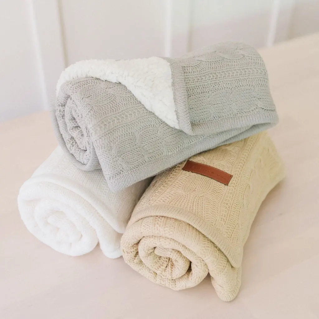 Cozy Cable Knit Stroller Blanket