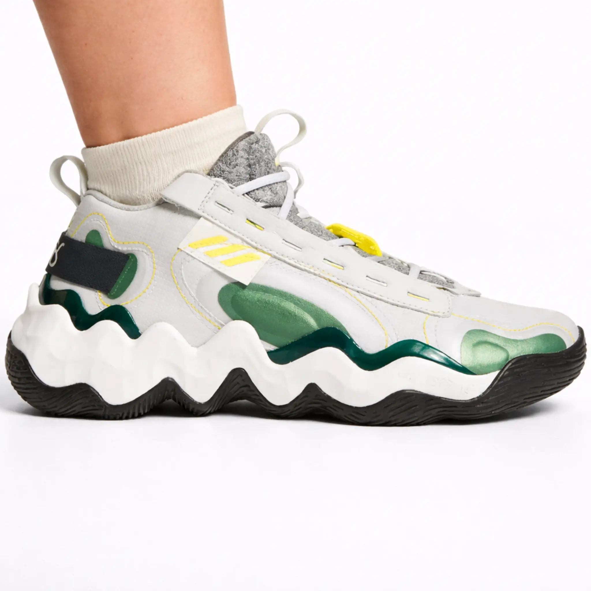 Adidas Candace Parker x Exhibit B Women's Mid-Cut Basketball Shoes, Grey Performance Court Sneakers with Durable Rubber Outsole for Indoor Play