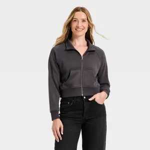 Women's Full Zip Fleece Sweatshirt - Universal Thread Charcoal Gray M