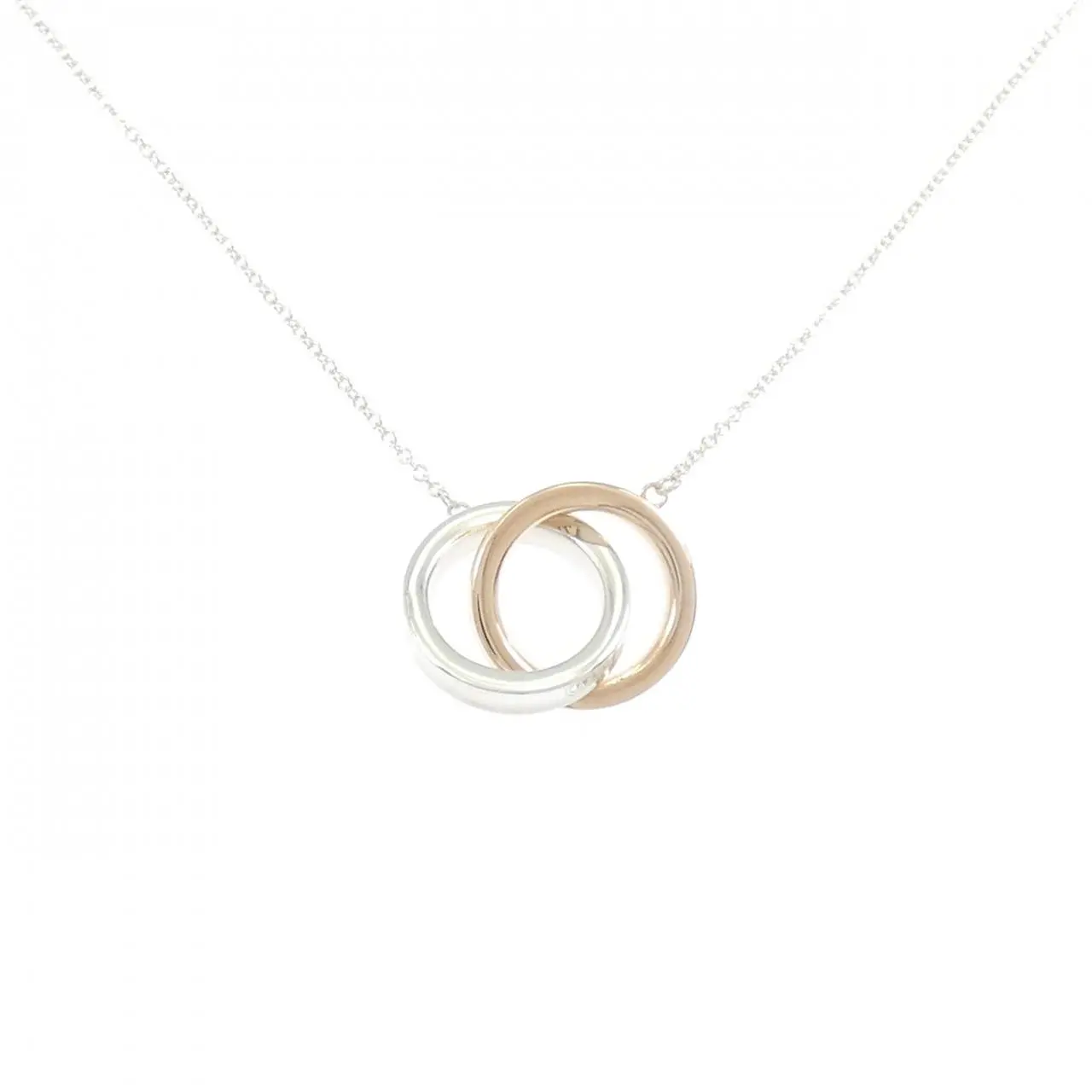 Pre-owned Tiffany & Co. Sterling Silver 925 (Ag925) Small Leather Goods Tiffany 1837 Interlocking Circle 925 Silver Necklace
