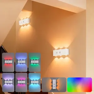Smart LED Motion Sensor Wall Lamp | 6-Head Cat-Eye Design, USB Rechargeable Night Light, RGB Gradient Lighting, Indoor Lighting and Furniture Decoration Lamp,Suitable for Living Room, Hallway, Bedroom, White, Magnetic Mount, No Wiring Required