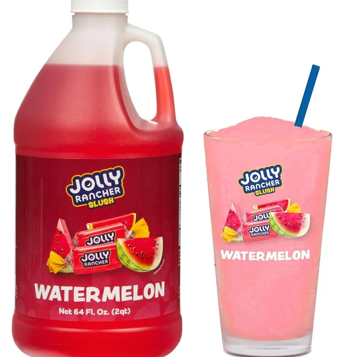 JOLLY RANCHER® Watermelon Frozen Beverage Mix – Fruit Flavor Slushie Mix for Machine, 1/2 Gallon Bottle – Frozen Drink Concentrate, 5:1 Ratio for Slushie & Frozen Drink Machines