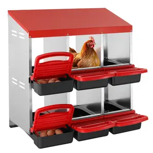 【fathersdaygift】VEVOR Chicken Nest Box, 6-Compartment, 30 to 45 in Stable & Corrosion-Resistant Metal Nesting Boxes with Inclined Nesting Boxes, Bottom Holes & Resting Platform, Fit for Different Chicken Breeds