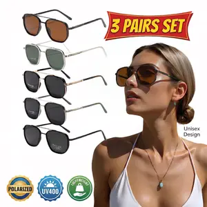 3-Pack Viral Unisex Aviator Sunglasses | Polarized UV400 | Classic Metal Frame Summer Aesthetic Beach Vacation Essential