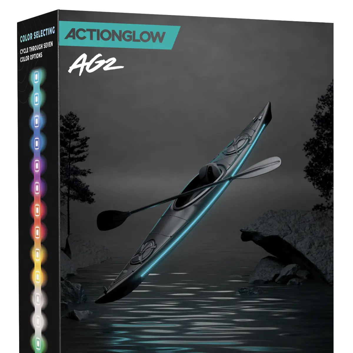 LED Kayak Lighting System - ActionGlow (AG2) | 7 Color Modes, 100% Waterproof, Super Bright, Visible from Over a Half Mile, Easy 5 Minute Install