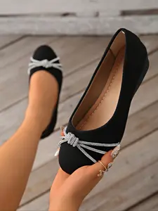 Women's Fashionable Glitter Decorated Wedge Boots, Casual Comfortable Pointed Toe Ankle Boots for Daily Wear, Female All-match Shoes for Daily Wear, Girl, Elegant Boots