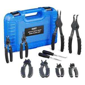 Orion Motor Tech Blue/ Black 10pc Snap Ring Pliers Set, Internal & External Circlip Pliers Set with Bent Pliers Straight Pliers Hook Pick, Heavy Duty Snap Ring and Circlip Removal Tool with Storage Case & Gloves, fathersdaygift