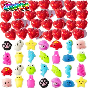 Christmas Gift 28-Piece Mochi Squishy Toys Set: Animal Stress Relief Toys for Kids, Valentine Classroom Prizes, Birthday Party Favors, and Exchange Gifts