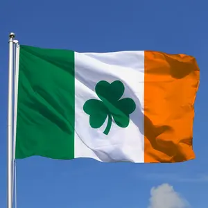 Irish Shamrock Flag!Green-white-orange banner with clover, durable fabric, perfect for St. Patrick’s Day and showing your Irish pride!