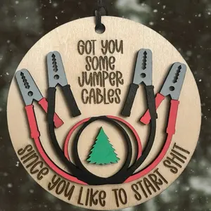 Jumper Cable Ornament, “Got you some jumper cables since you like to start shit” funny ornament, Christmas gift, white elephant, joke gift