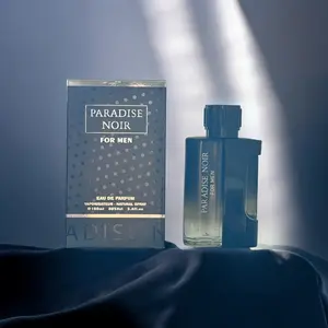 Paradise Noir Men's EDP 3.4oz - Top Notes Leather Wood Spices - Eau de Parfum for Men - Rich Blend of Scents - Ideal for Everyday Wear or Special Occasions