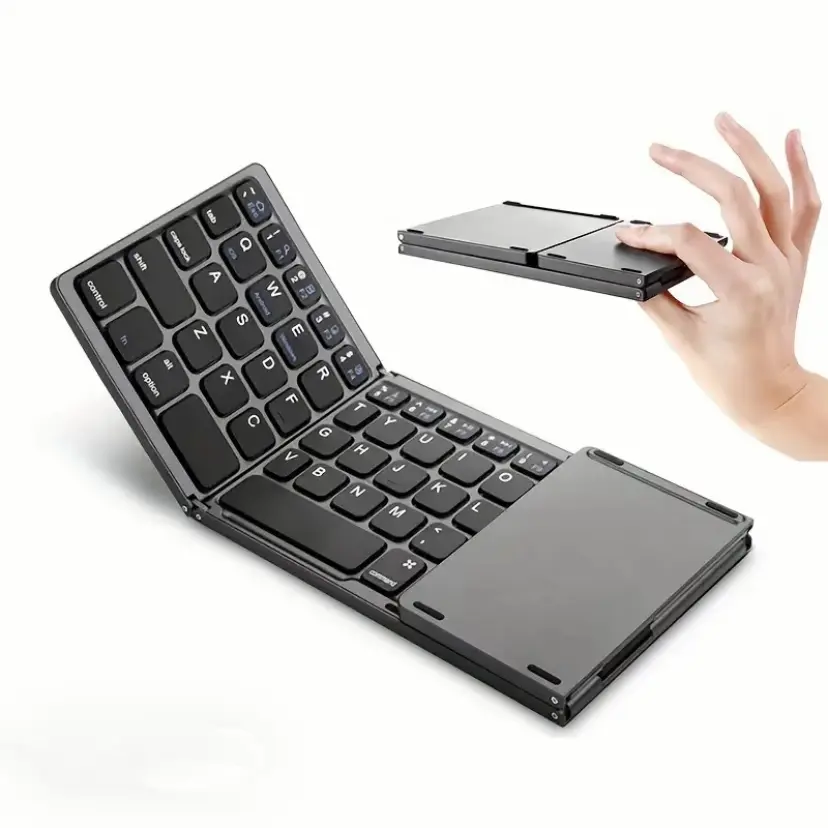 Ultra-thin Wireless three fold  Mini Bluetooth-compatibleKeyboard, Foldable & Simple Design TabletKeyboard for Household & OfficeSuitable for cafes, outdoor offices, and portable use. Folding