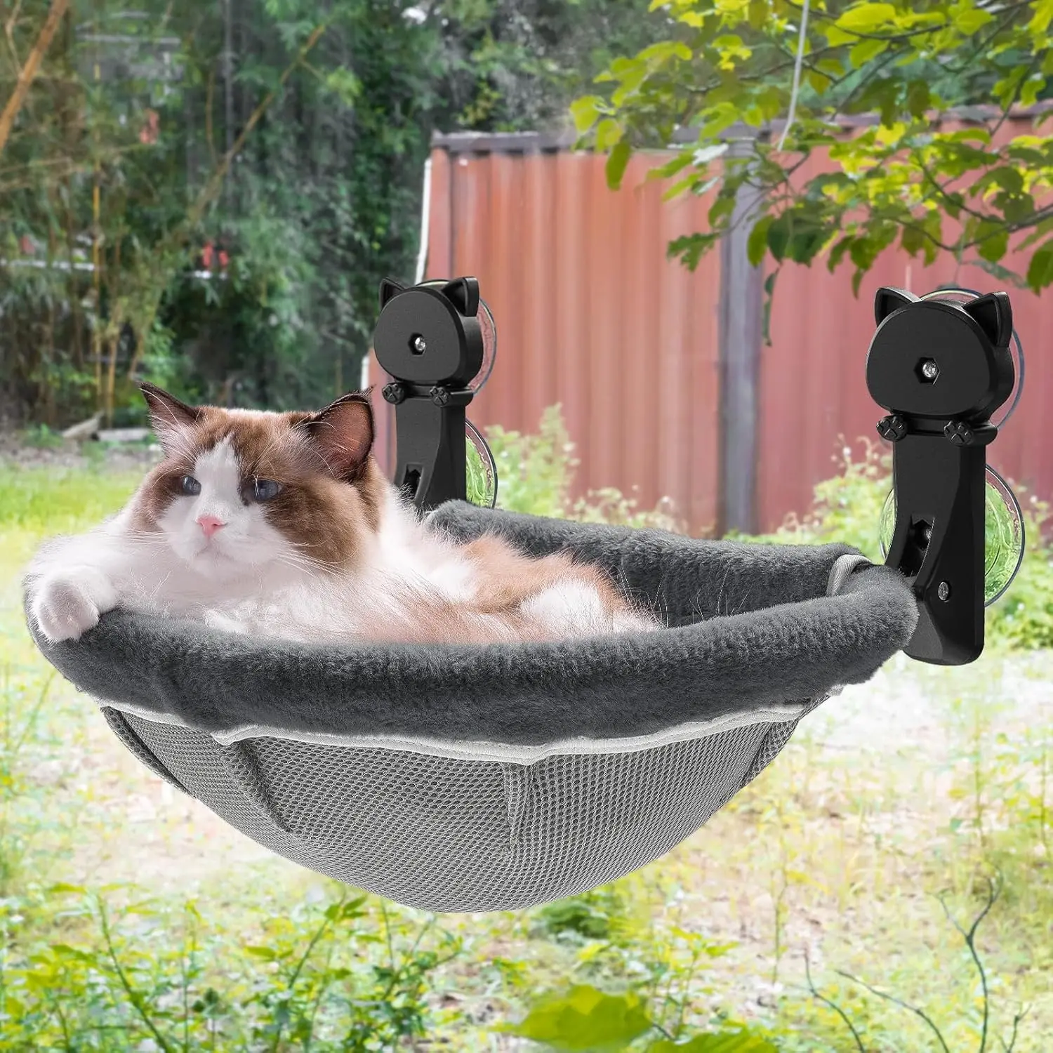 Cat Window Perch Cordless, Foldable & Stable Cat Beds- Breathable Cat Window Hammock for Overlooking, Sunbathing and Climbing - Maximum Hold Up to lb