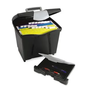Stx 61523U01C Portable File Storage Box w/Drawer Letter Latch Black