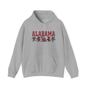 Alabama Grateful Dead Dancing Bears Unisex Hoodie | Jam Band Collegiate Alabama Crimson Tide Game Day Mashup Unisex Hoodie