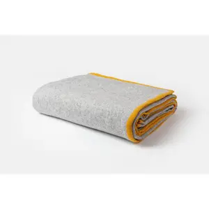 Cashmere Herringbone Throw Blanket - Grey + Yellow