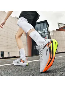 Men's Breathable Mesh Running Shoes, Shock-Absorbing Responsive Sneakers, Lightweight Non-Slip Gradient Color Running Shoes