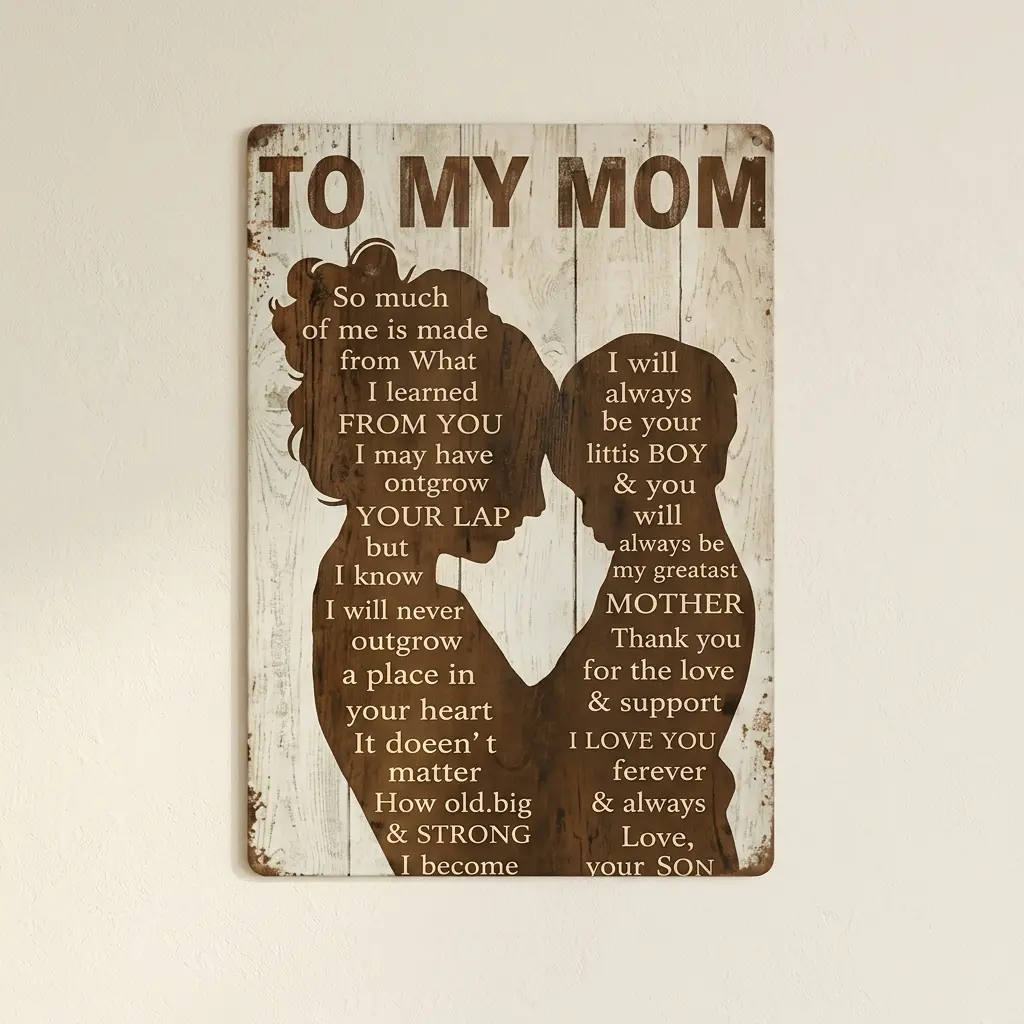 To My Mom Metal Sign Mother's Day Tin Sign Vintage Home Wall Decor Signs Birthday Gift For Mom From Son For Kitchen