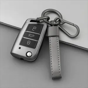 Titanium Gray TPU Key Fob with Metal Clasp for Volkswagen Golf, Tiguan, Skoda Octavia, SEAT Ateca, Leon - Durable Car Keychain Cover for Enhanced Protection, Car Key Cover, Car Key Protector, Car Key Accessory, Car Accessories