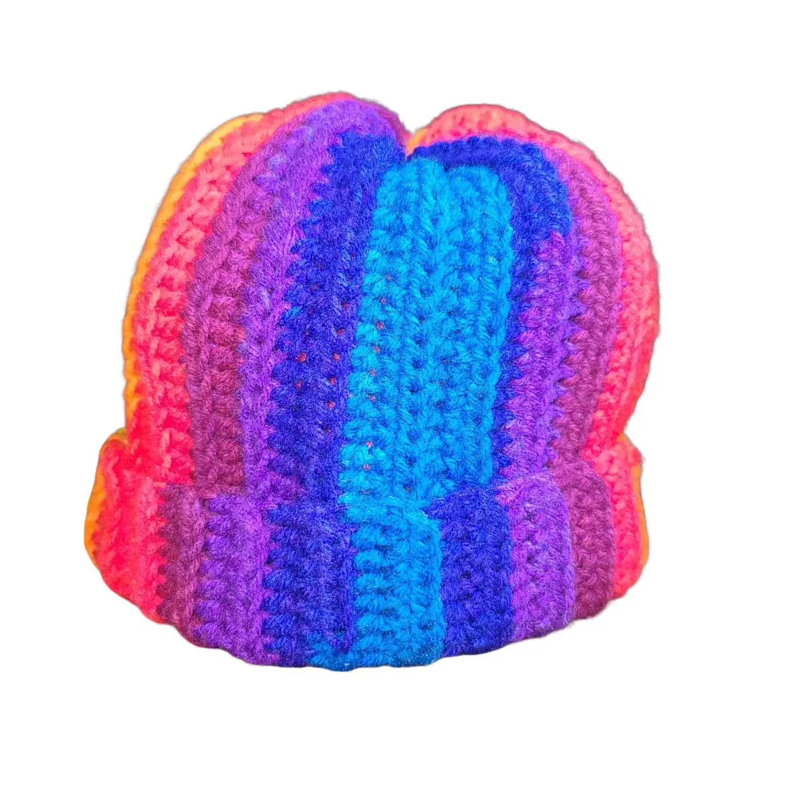 Rainbow Crochet Beanies Hats - Colorful 100% Acrylic Ombre Design for Comfortable Wear & Easy Care