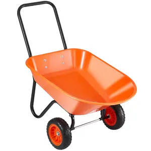 Ergonomic Garden Wheelbarrow Cart 5 Cu Ft Capacity with 10" Wheels Heavy Duty Metal Frame & Solid Foam Tires for Easy Control