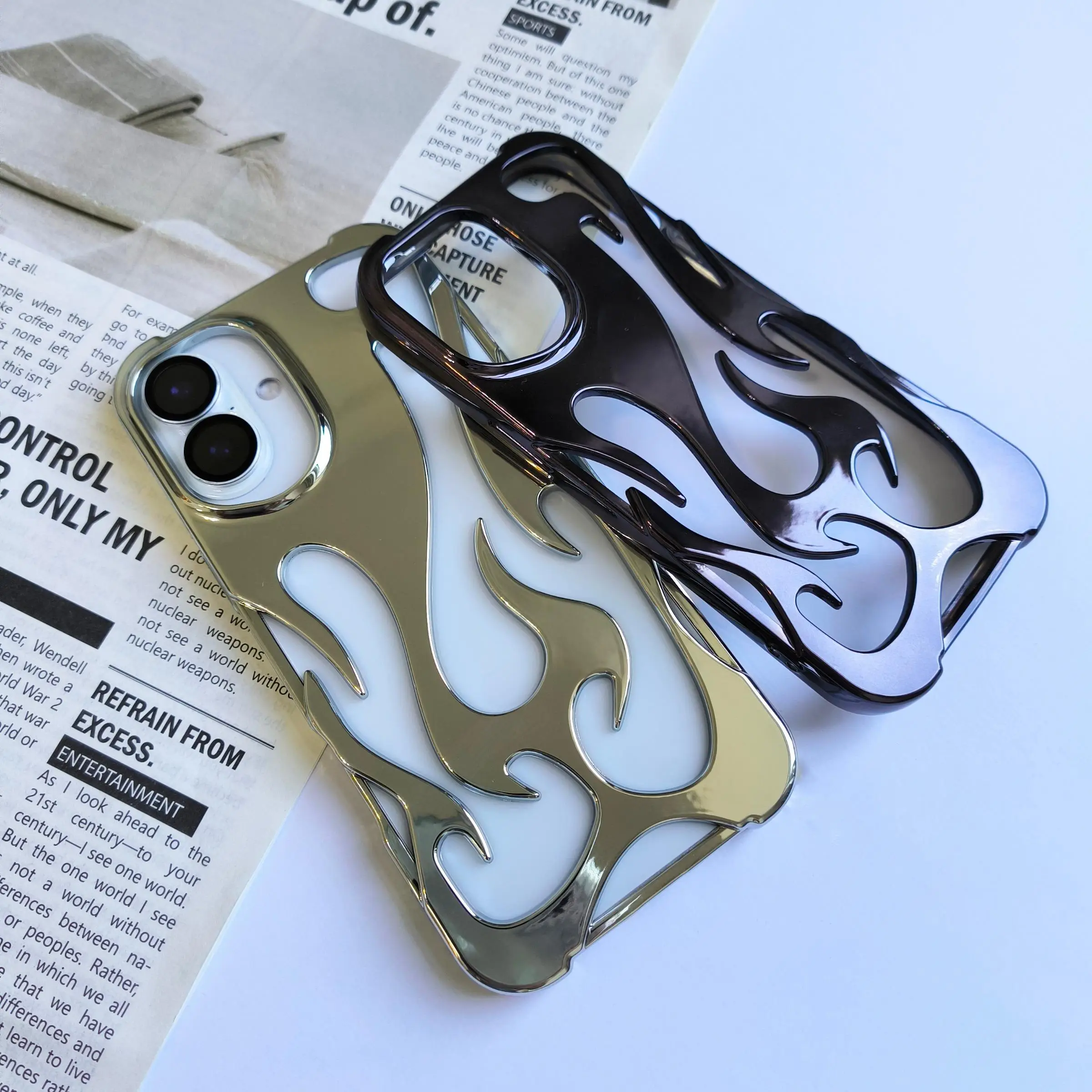 Future Technology Sense Phone Case, 1 Count Simulated Flame Shape Design Hollow Heat Dissipation Phone Case for iPhone 16 11/12/13/14/15/16 Pro Max Pl