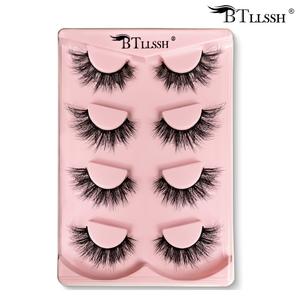 Valentine's Day Style, Valentine's Day Gift, Long Fluffy False Eyelashes, Wispy Cat Eye Look Faux Cluster Lashes, Natural Curling Eye Makeup Strip Lashes, Full Volume Eyelash for Lashes Extensions, Volumized False Eyelashes for Women and Girls