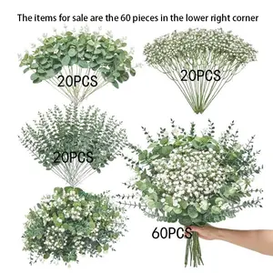 Mix and match artificial eucalyptus leaves with baby's breath bouquets, paired with green branches. It is suitable for DIY wedding bouquets, floral arrangements, home and outdoor decoration, as well as table centerpieces. Artificial Flower Bouquet