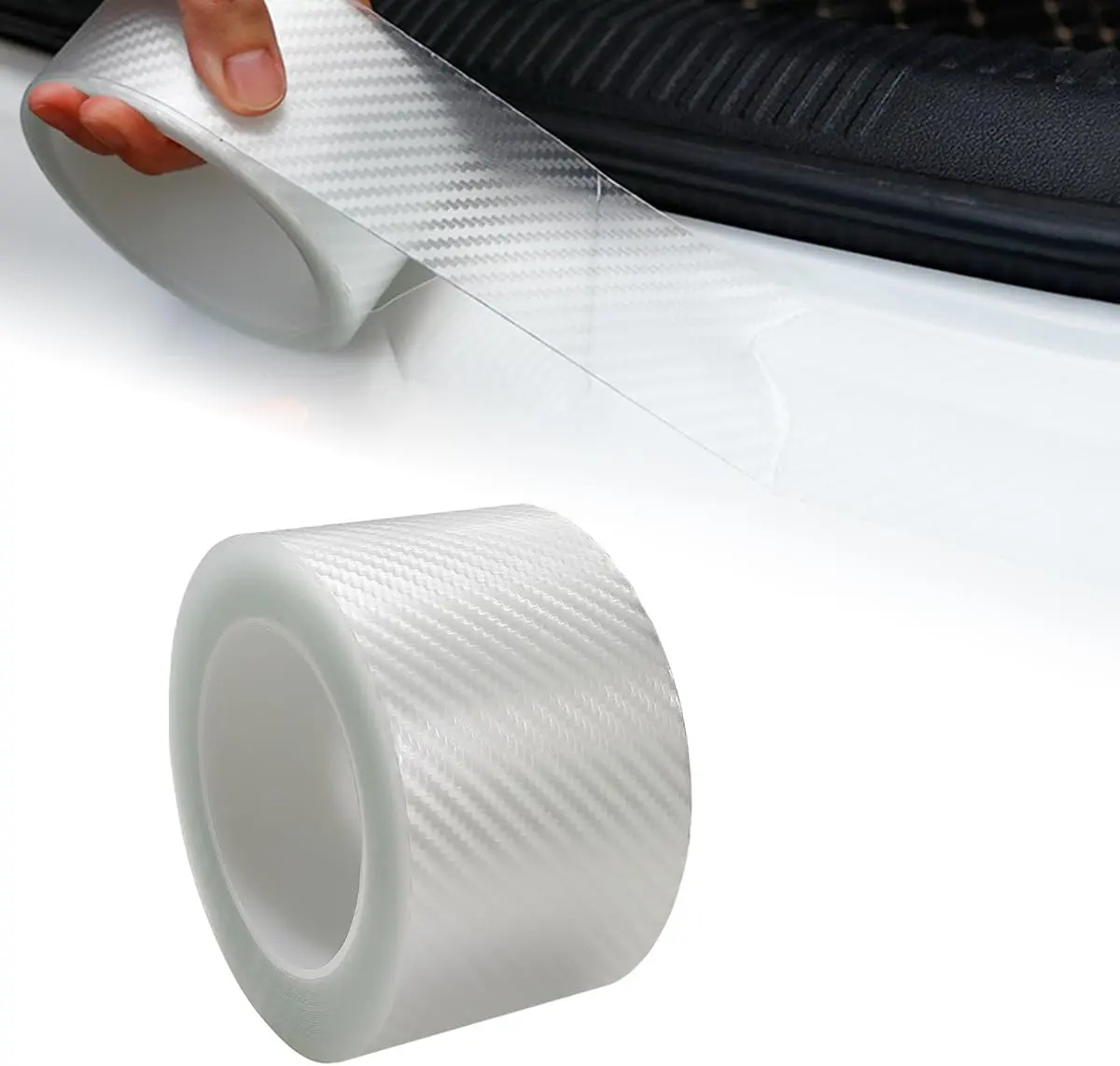 Car Door Edge Guards Door Sill Protector, .In x .Ft Door Entry Carbon Fiber Vinyl Wrap Film, AntiCollision Bumper Guard Door Sill ScratchResistant Tape for Vehicle (Transparent)
