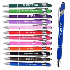 Point Smooth Writing Pens with Inspirational Tips Black Ink Touch Stylus Screens Motivational Gift for Office & Desk Accessories