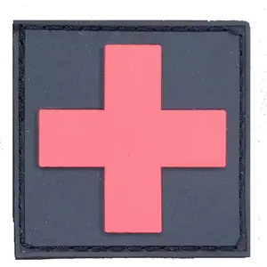 Identification First Aid PVC Patch - Red and Black 1.5" - Soft Rubber, Reinforced Hook Backing, Durable - Ideal for Bags, IFAKs, Kits, and Medics - Easy to Clean