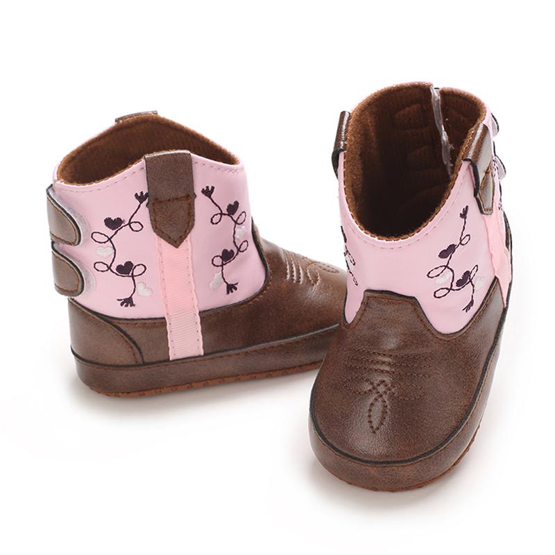 Calsunbaby Toddler Baby Boys Girls Western Cowboy Boots First Walker Crib Shoes Soft Sole Non-Slip Moccasins Bootie
