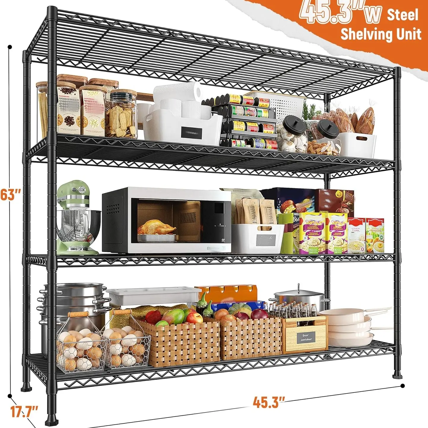 4 Tier&800LBS-45.3"W*17.7"D*63"H