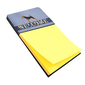 212 MAIN Airedale Terrier Welcome Sticky Note Holder - Office Organizer, Stationery Storage Organizer, Refillable Rigid Board Desk Accessory with Artwork Top, Work & Office Supplies