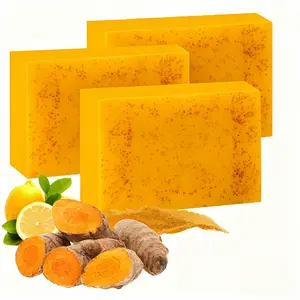 【NEW】18PCS Lemon Turmeric & Kojic Acid Soap Bar, Summer Acne Face & Body Wash for Men & Women, Daily Skincare Cleanser Sets with Soap Saver Bags, Christmas Gift Mothersdaygift Summervibes