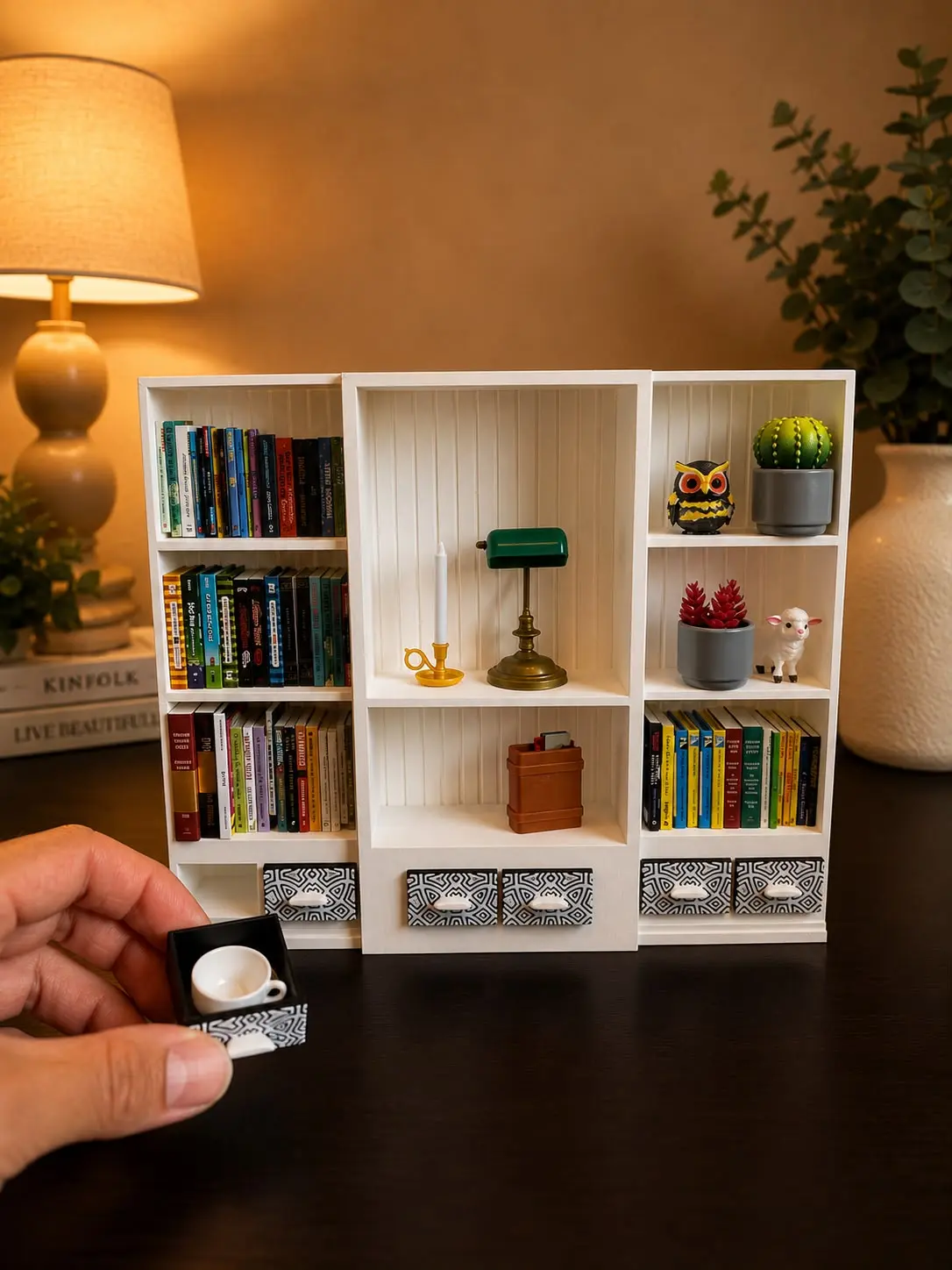 Plastic Mini White Bookshelf, Home Decor & Home Supplies Storage Shelf (Items Not Included)